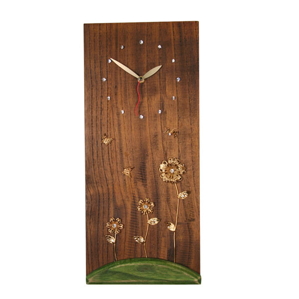 세송이꽃장식벽시계(브라운)