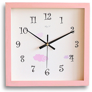 네모벽시계(핑크)